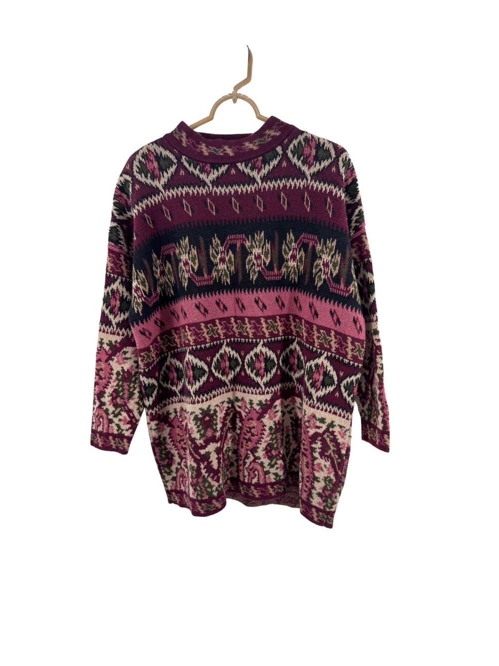 Express Tricot vintage 90s Women's floral Sweater Plum Pink M oversized retro